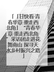 「甘快看·青春华章·重走西北角」“青春华章·重走西北角”采访团走进花舞南山 探寻天水乡村振兴之路