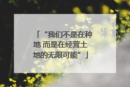 “我们不是在种地 而是在经营土地的无限可能”
