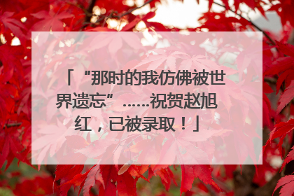 “那时的我仿佛被世界遗忘”……祝贺赵旭红，已被录取！
