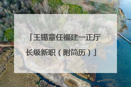 王锡章任福建一正厅长级新职（附简历）