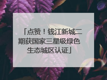 点赞！钱江新城二期获国家三星级绿色生态城区认证