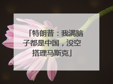 特朗普：我满脑子都是中国，没空搭理马斯克
