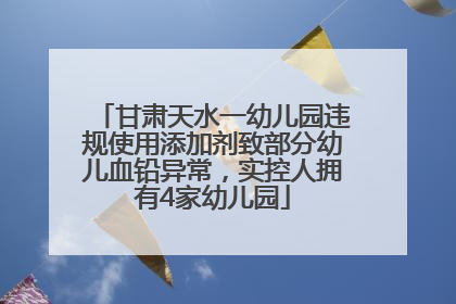 甘肃天水一幼儿园违规使用添加剂致部分幼儿血铅异常，实控人拥有4家幼儿园