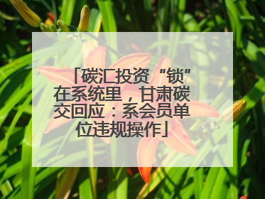 碳汇投资“锁”在系统里，甘肃碳交回应：系会员单位违规操作