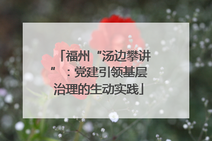 福州“汤边攀讲”：党建引领基层治理的生动实践