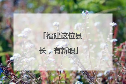 福建这位县长，有新职