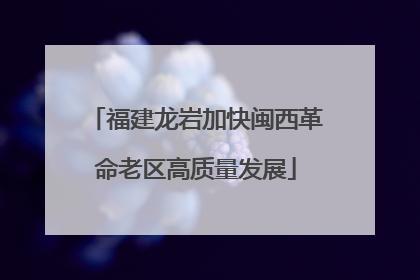 福建龙岩加快闽西革命老区高质量发展