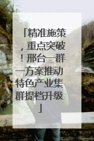 精准施策，重点突破！邢台一群一方案推动特色产业集群提档升级