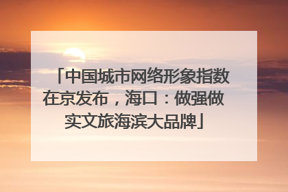 中国城市网络形象指数在京发布，海口：做强做实文旅海滨大品牌