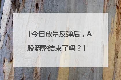 今日放量反弹后，A股调整结束了吗？