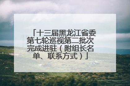 十三届黑龙江省委第七轮巡视第二批次完成进驻（附组长名单、联系方式）