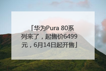 华为Pura 80系列来了，起售价6499元，6月14日起开售