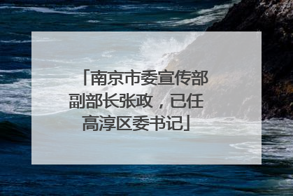 南京市委宣传部副部长张政，已任高淳区委书记