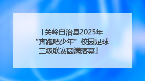 关岭自治县2025年“奔跑吧少年”校园足球三级联赛圆满落幕