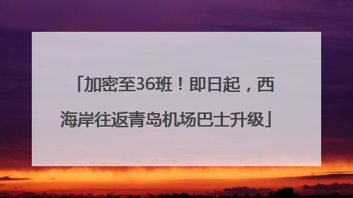 加密至36班！即日起，西海岸往返青岛机场巴士升级