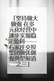 坚持做大做强 在多元化经营中逐步实现稳定盈利——石家庄交投集团做优做强典型报道之三