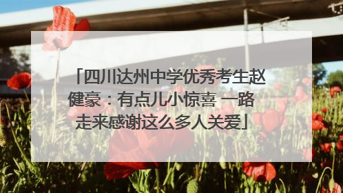 四川达州中学优秀考生赵健豪：有点儿小惊喜 一路走来感谢这么多人关爱