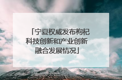 宁夏权威发布枸杞科技创新和产业创新融合发展情况