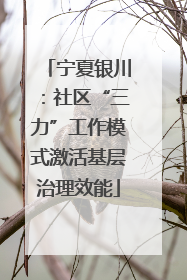 宁夏银川：社区“三力”工作模式激活基层治理效能