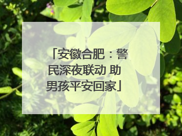 安徽合肥：警民深夜联动 助男孩平安回家
