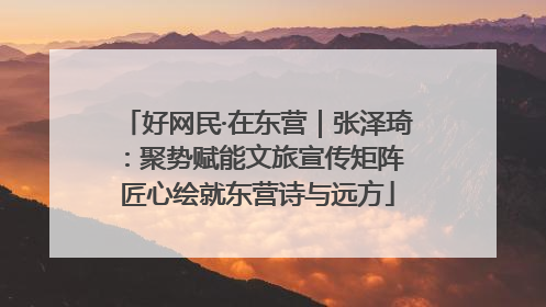 好网民·在东营｜张泽琦：聚势赋能文旅宣传矩阵 匠心绘就东营诗与远方