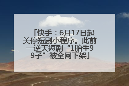 快手：6月17日起关停短剧小程序。此前一逆天短剧“1胎生99子”被全网下架