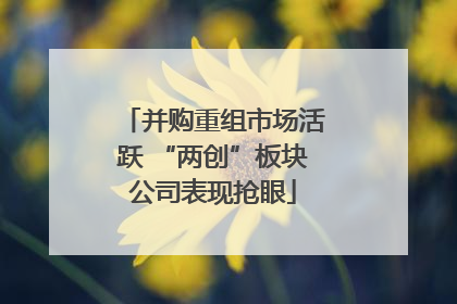 并购重组市场活跃 “两创”板块公司表现抢眼