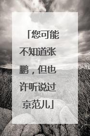 您可能不知道张鹏，但也许听说过京范儿