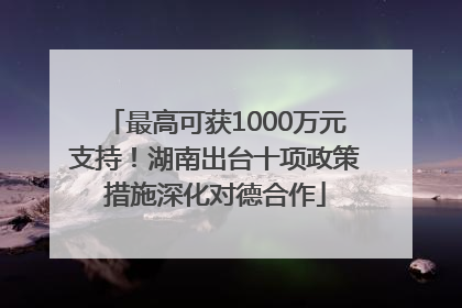 最高可获1000万元支持！湖南出台十项政策措施深化对德合作