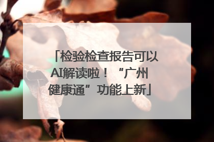 检验检查报告可以AI解读啦！“广州健康通”功能上新
