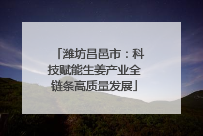 潍坊昌邑市：科技赋能生姜产业全链条高质量发展