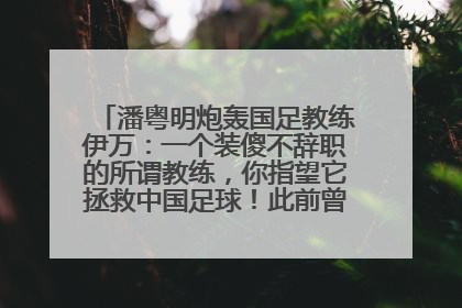 潘粤明炮轰国足教练伊万：一个装傻不辞职的所谓教练，你指望它拯救中国足球！此前曾多次发文评价国足