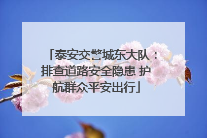 泰安交警城东大队：排查道路安全隐患 护航群众平安出行