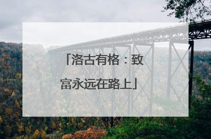 洛古有格：致富永远在路上