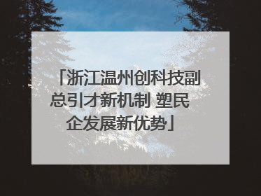 浙江温州创科技副总引才新机制 塑民企发展新优势