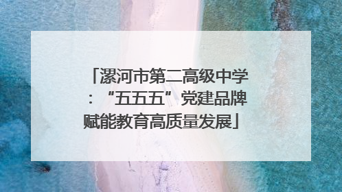 漯河市第二高级中学：“五五五”党建品牌赋能教育高质量发展