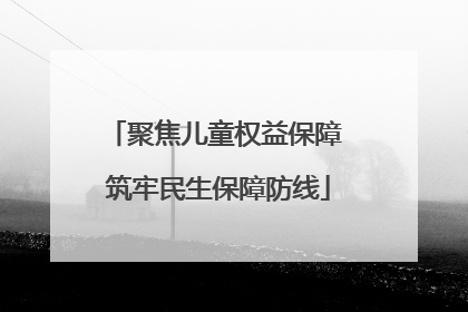 聚焦儿童权益保障 筑牢民生保障防线