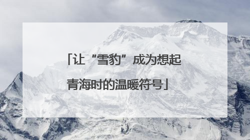 让“雪豹”成为想起青海时的温暖符号