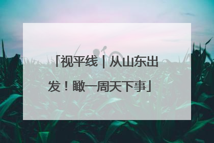视平线｜从山东出发！瞰一周天下事