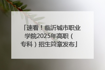 速看！临沂城市职业学院2025年高职（专科）招生简章发布
