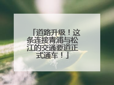 道路升级！这条连接青浦与松江的交通要道正式通车！