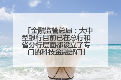 金融监管总局：大中型银行目前已在总行和省分行层面都设立了专门的科技金融部门