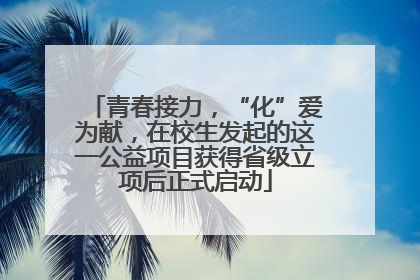青春接力，“化”爱为献，在校生发起的这一公益项目获得省级立项后正式启动