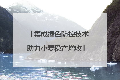 集成绿色防控技术助力小麦稳产增收