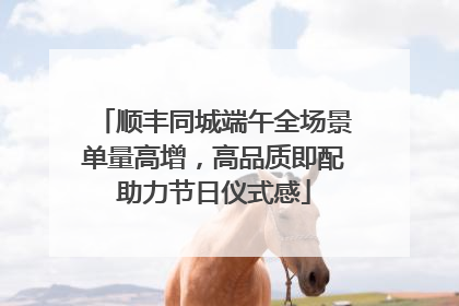 顺丰同城端午全场景单量高增，高品质即配助力节日仪式感