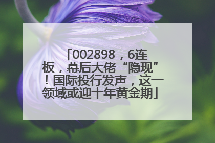 002898，6连板，幕后大佬“隐现”！国际投行发声，这一领域或迎十年黄金期