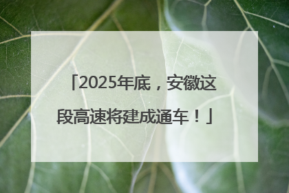 2025年底，安徽这段高速将建成通车！